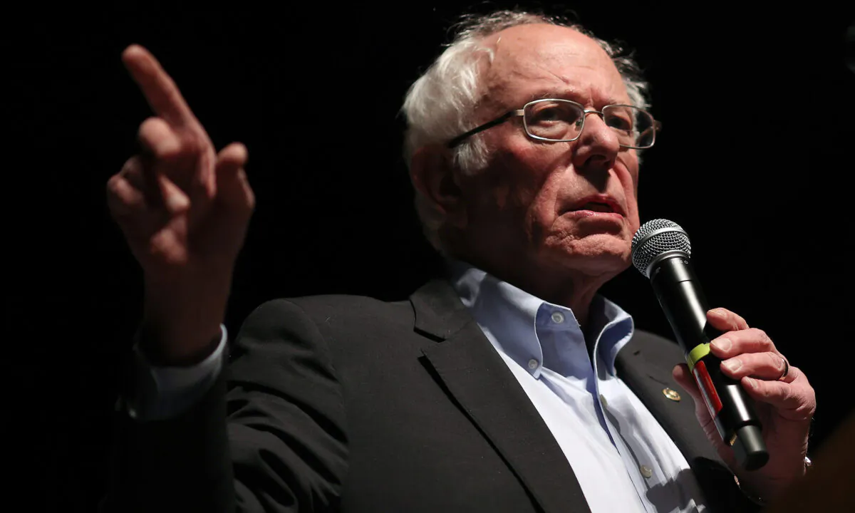 Democratic presidential candidate Sen. Bernie Sanders (I-Vt.) speaks to Iowa voters at the Ames City Auditorium in Ames, Iowa, on Jan. 25, 2020. (Win McNamee/Getty Images)