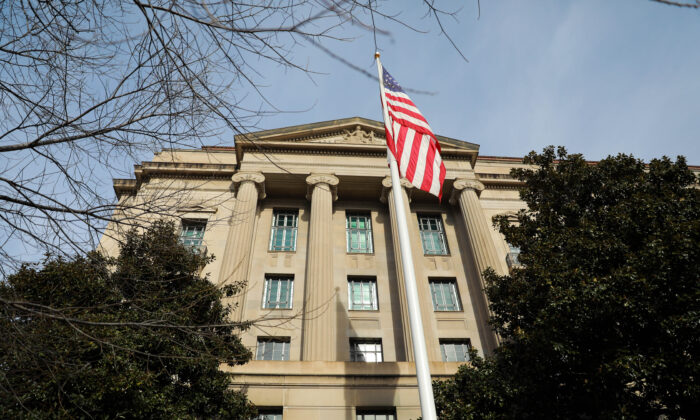 The Department of Justice building in Washington on Jan. 2, 2020. (Samira Bouaou/The Epoch Times)