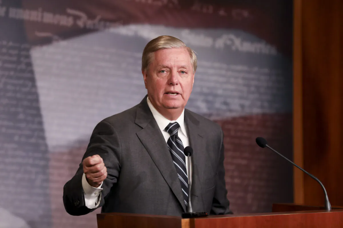Sen. Lindsey Graham (R-S.C.) speaks at a press conference in Washington in an Oct. 24, 2019, file photograph. (Charlotte Cuthbertson/The Epoch Times)