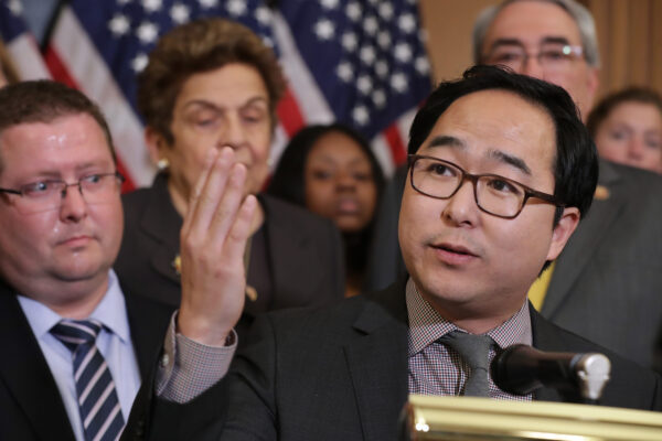 Rep. Andy Kim (D-N.J.) speaks during a rally and news conference ahead of a House vote on health care and prescription drug legislation in the Rayburn Room at the U.S. Capitol May 15, 2019 in Washington, DC. (Chip Somodevilla/Getty Images)