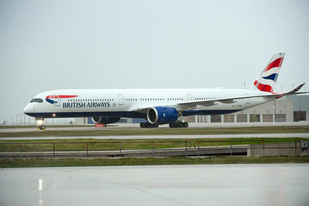 The brand-new British Airways A350 touches down in Toronto for the first time on Oct. 1, 2019 in Canada. (George Pimentel/Getty Images for British Airways)