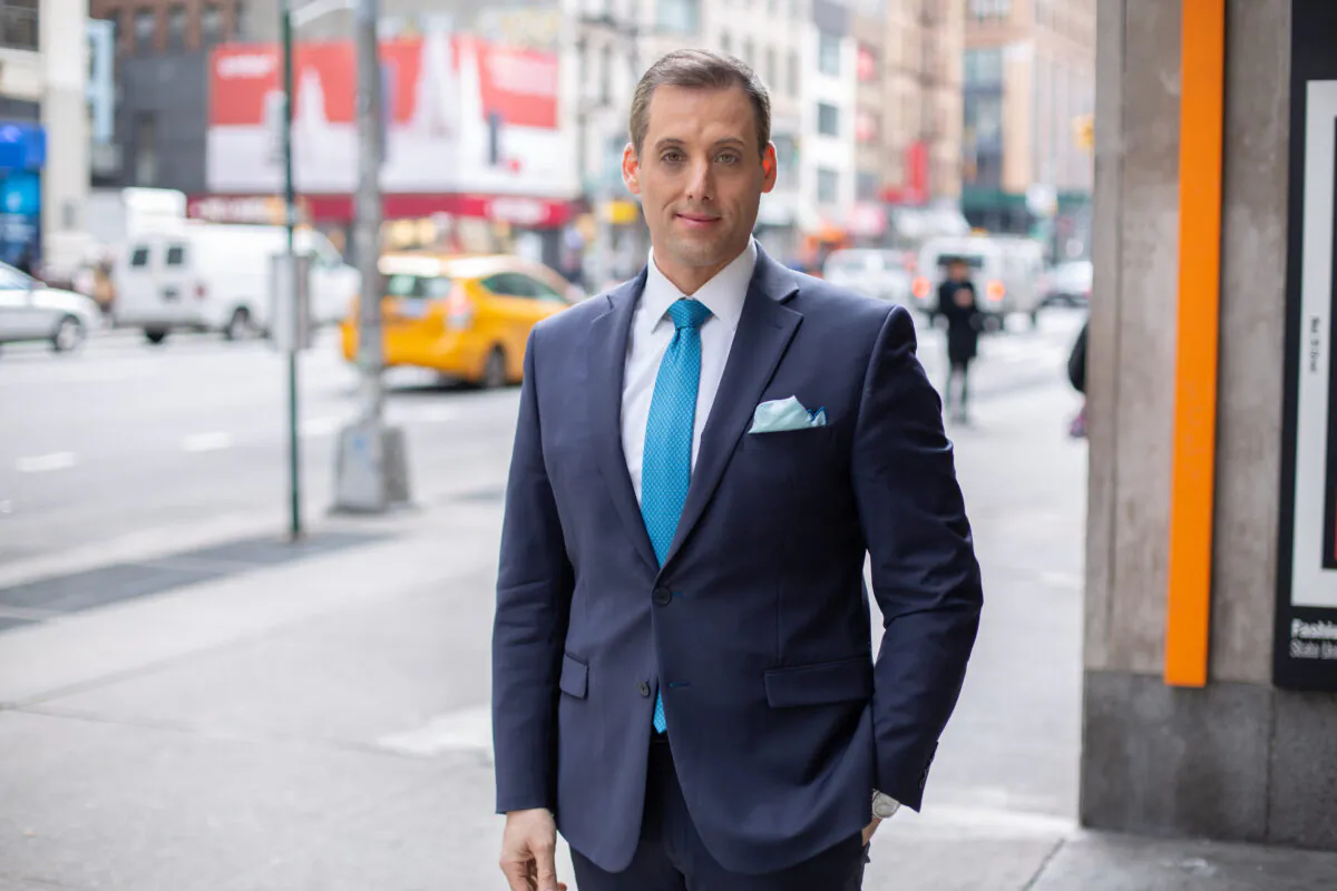 Leeshai Lemish, an emcee for Shen Yun Performing Arts, in New York on Dec. 19, 2019. (Brendon Fallon/The Epoch Times)