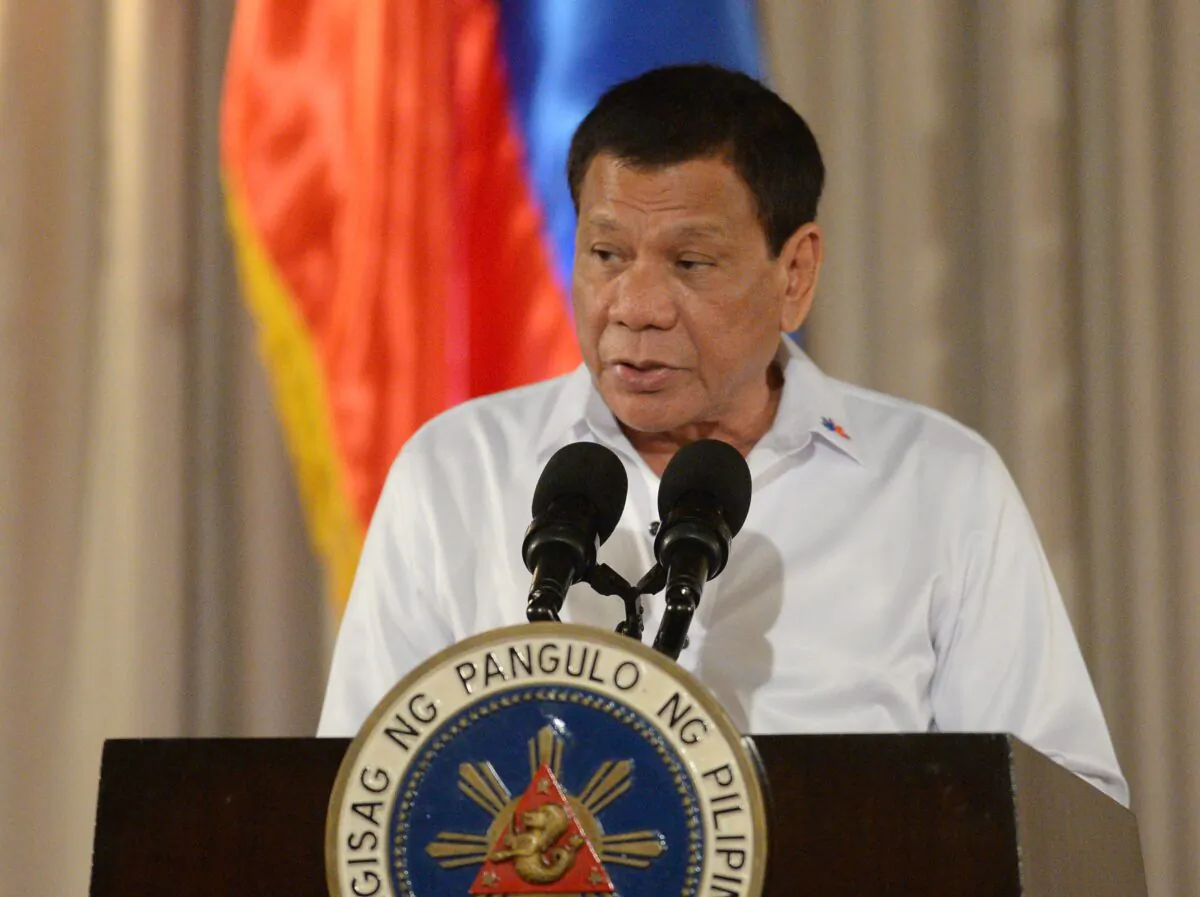 Philippine President Rodrigo Duterte delivers a speech during a ceremony at the Malacanang Palace in Manila, Philippines, on July 17, 2017. (Ted Aljibe/AFP via Getty Images)