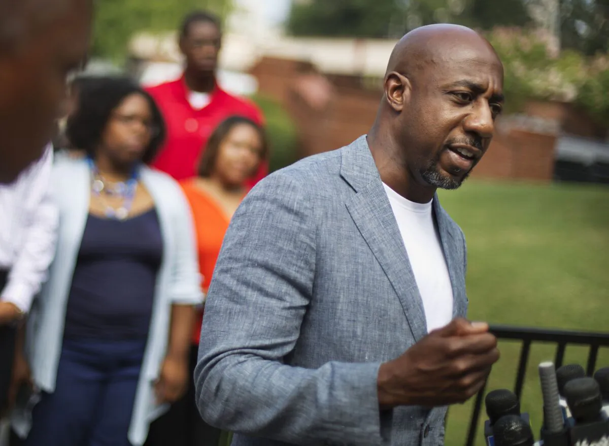 Rev. Raphael G. Warnock, pastor of Ebenezer Baptist Church speaks during a press conference in Atlanta on July 30, 2015. (David Goldman/AP Photo)