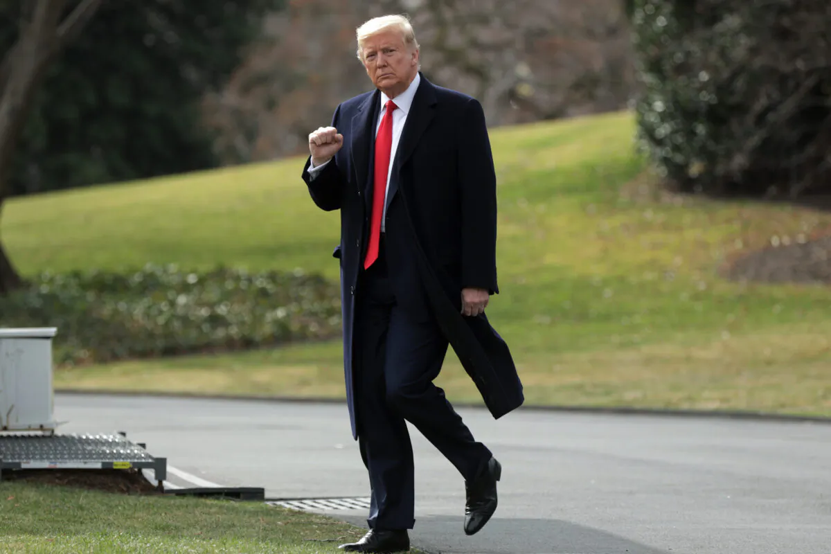 President Donald Trump walks toward Marine One on the South Lawn prior to his departure from the White House in Washington on Jan. 30, 2020. (Alex Wong/Getty Images)