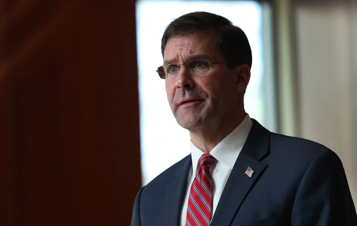 U.S. Secretary of Defense Mark Esper addresses the media at U.S. Southern Command in Doral, Florida on Jan. 23, 2020. (Joe Raedle/Getty Images)