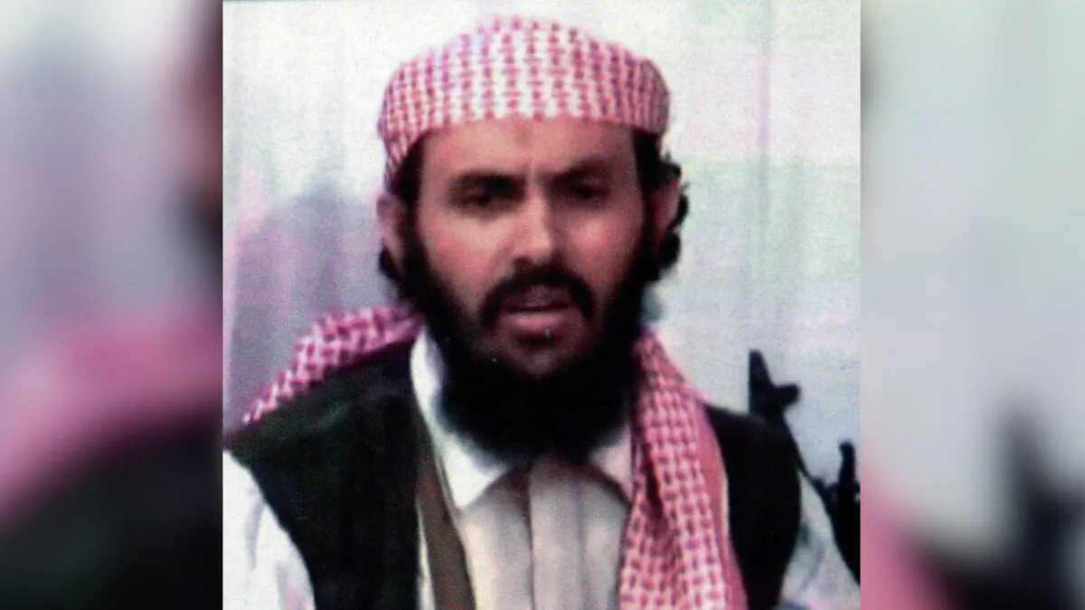 A Yemeni police wanted poster shows image of al-Qaeda in the Arabian Peninsula (AQAP) military chief in Yemen Qassim al-Rimi. (AFP via Getty Images)