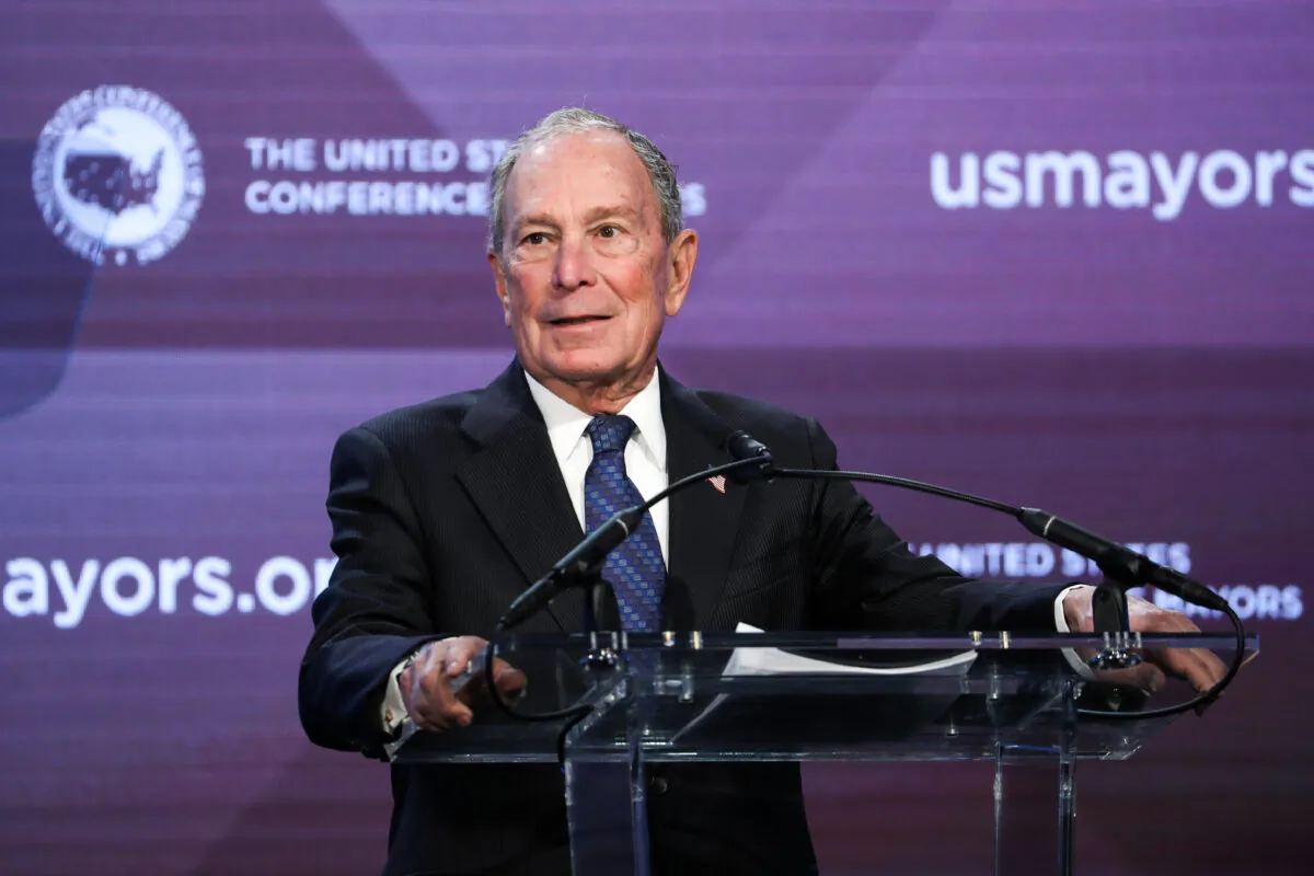Former New York City mayor and 2020 presidential candidate Michael Bloomberg during the U.S. Conference of Mayors in Washington on Jan. 22, 2020. (Charlotte Cuthbertson/The Epoch Times)