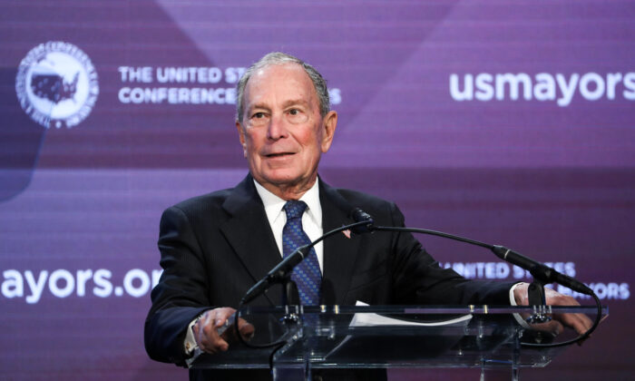 Former New York City mayor and 2020 presidential candidate Michael Bloomberg during the U.S. Conference of Mayors in Washington on Jan. 22, 2020. (Charlotte Cuthbertson/The Epoch Times)