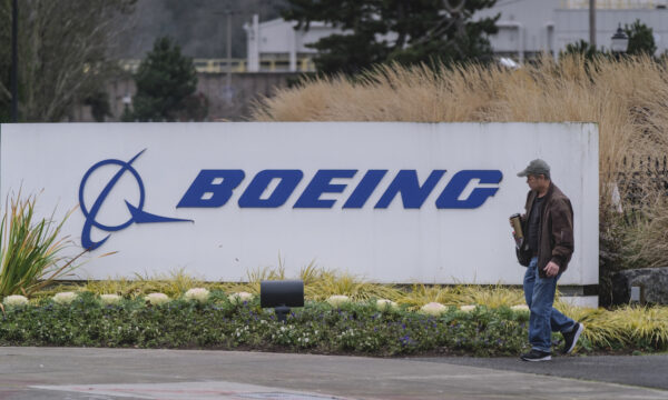 A worker leaves the Boeing 737 factory
