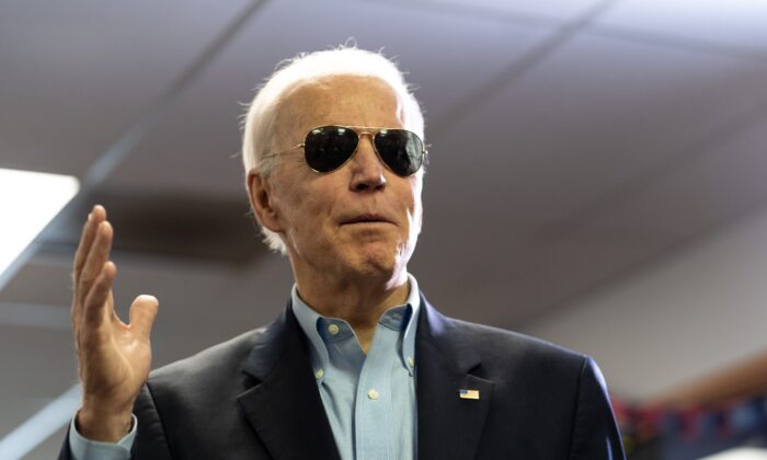 Democratic presidential candidate former Vice President Joe Biden speaks during a stop at an event in Des Moines, Iowa on Feb. 3, 2020. (Kerem Yucel/AFP via Getty Images)