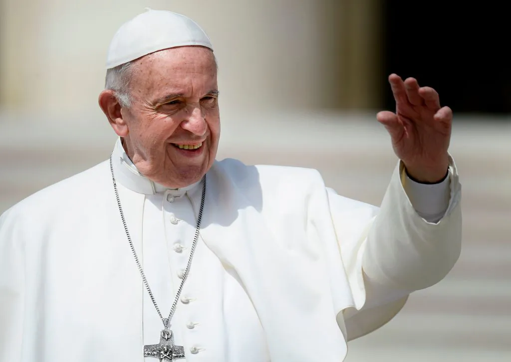 Pope Francis blesses worshipers at the end of the weekly general audience at St. Peter's square in the Vatican, on May 8, 2019. (Filippo Monteforte/AFP via Getty Images)