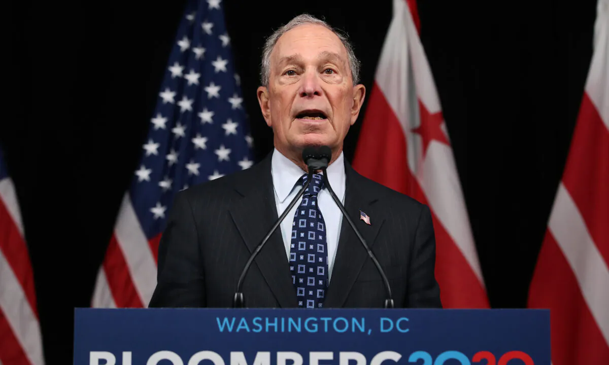 Democratic presidential candidate, former New York City Mayor Michael Bloomberg speaks about affordable housing during a campaign event where he received an endorsement from District of Columbia Mayor Muriel Bowser in Washington on Jan. 30, 2020. Mark Wilson/Getty Images