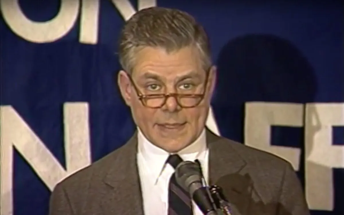 Max Singer speaks to the Baltimore Council on Foreign Affairs on March 1, 1989. (Screenshot Baltimore Council on Foreign Affairs)