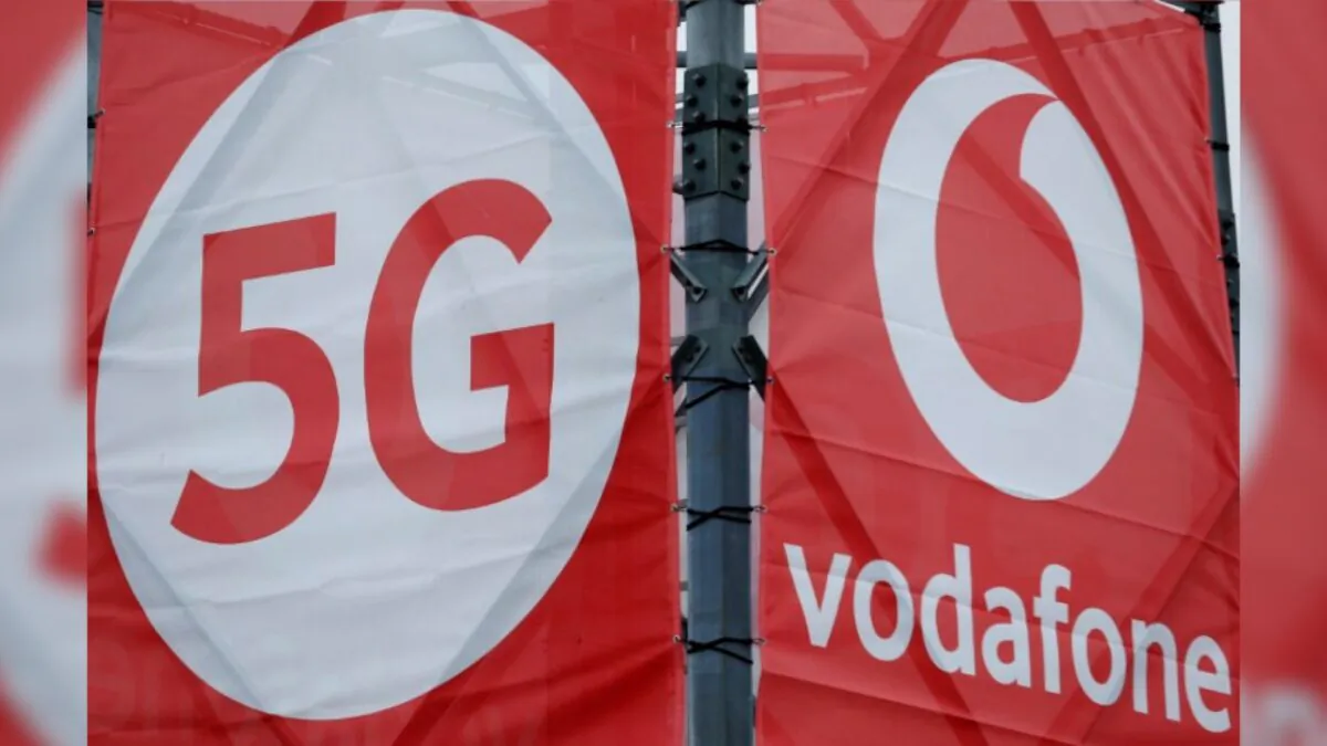 Logos of 5G technology and telecommunications company Vodafone are pictured at the 5G Mobility Lab of Vodafone in Aldenhoven, Germany, on Nov. 27, 2018. (Thilo Schmuelgen/File Photo/Reuters)