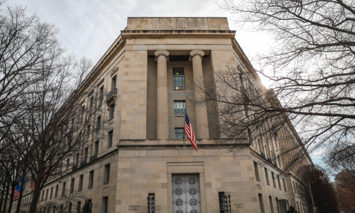 The Department of Justice building in Washington on Jan. 2, 2020. (Samira Bouaou/The Epoch Times)