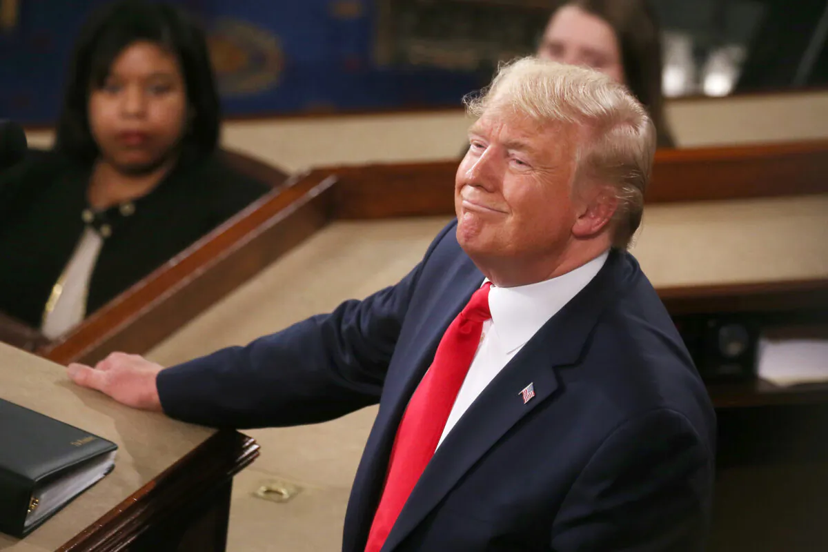 U.S. President Donald Trump delivers the State of the Union address at the chamber of the House of Representatives in Washington on Feb. 4, 2020. (Mario Tama/Getty Images)