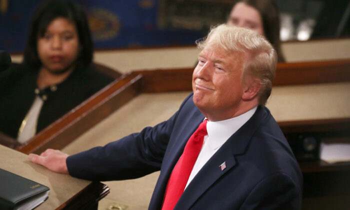 U.S. President Donald Trump delivers the State of the Union address at the chamber of the House of Representatives in Washington on Feb. 4, 2020. (Mario Tama/Getty Images)