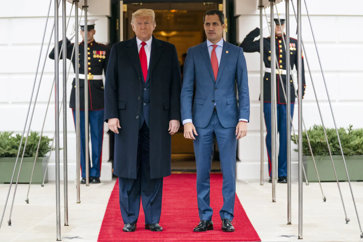 President Donald Trump welcomes Venezuelan opposition leader Juan Guaido to the White House in Washington on Feb. 5, 2020. ( Evan Vucci)