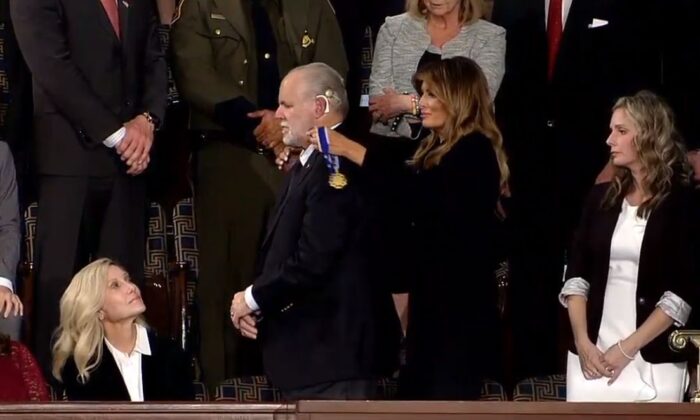 Conservative talk radio host Rush Limbaugh was awarded the Presidential Medal of Freedom during President Donald Trump’s State of the Union address. (White House)