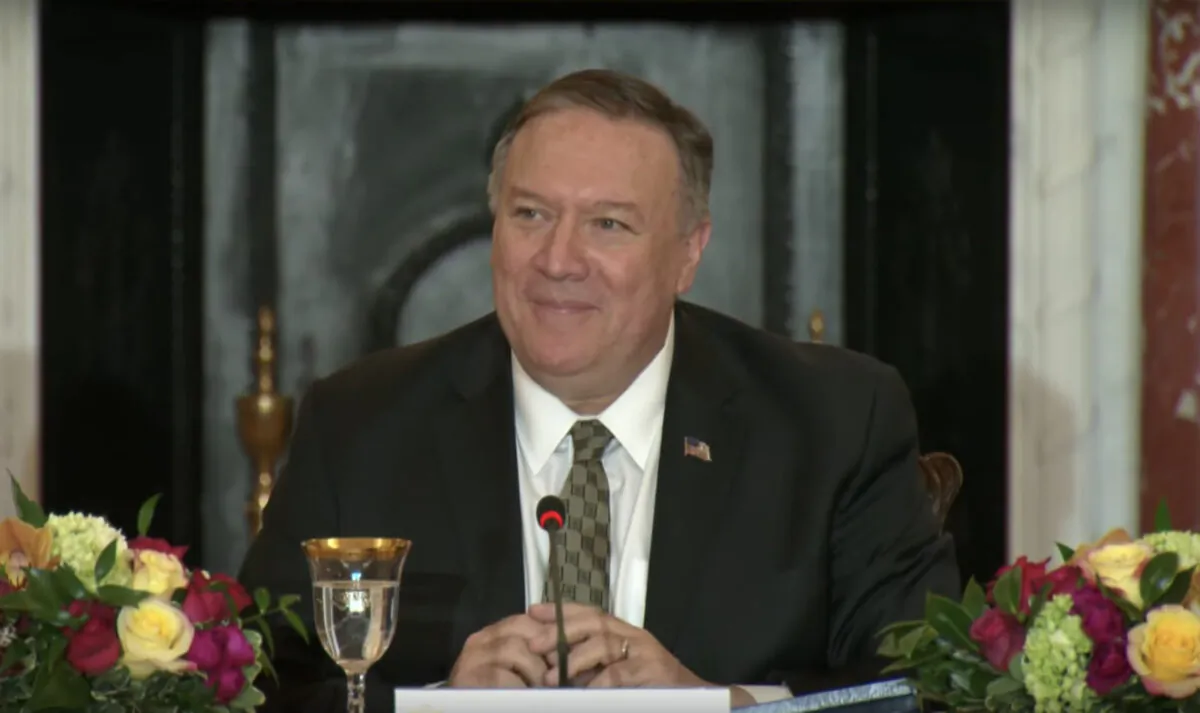 Secretary of State Mike Pompeo at the launch of the International Religious Freedom Alliance at the State Department in Washington, D.C. on Feb. 5, 2020. (Screenshot/Department of State)