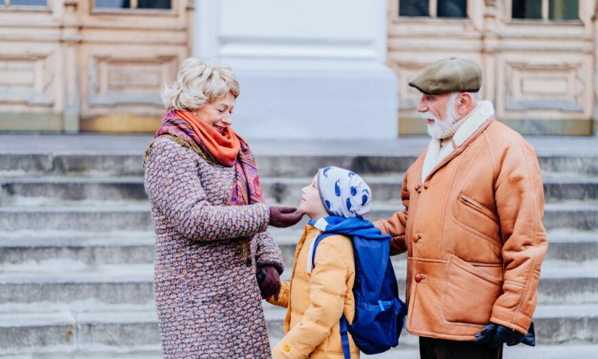 Walking your grandchild to and from school is a great way to get some gentle exercise. (Iryna Inshyna/Shutterstock)