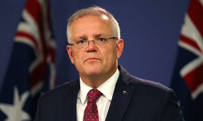 Prime Minister Scott Morrison speaks during a press conference in Sydney, Australia on Feb. 1, 2020. (Don Arnold/Getty Images)