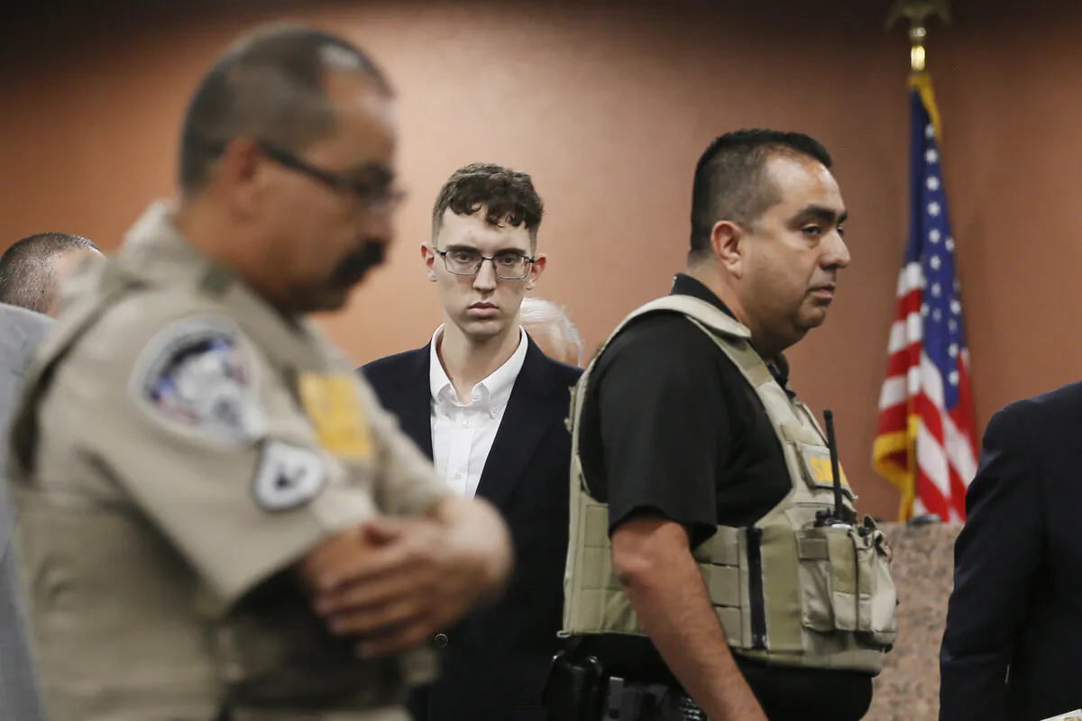 El Paso Walmart shooting suspect Patrick Crusius pleads not guilty during his arraignment in El Paso, Texas, on Oct. 10, 2019. (Briana Sanchez/El Paso Times via AP)