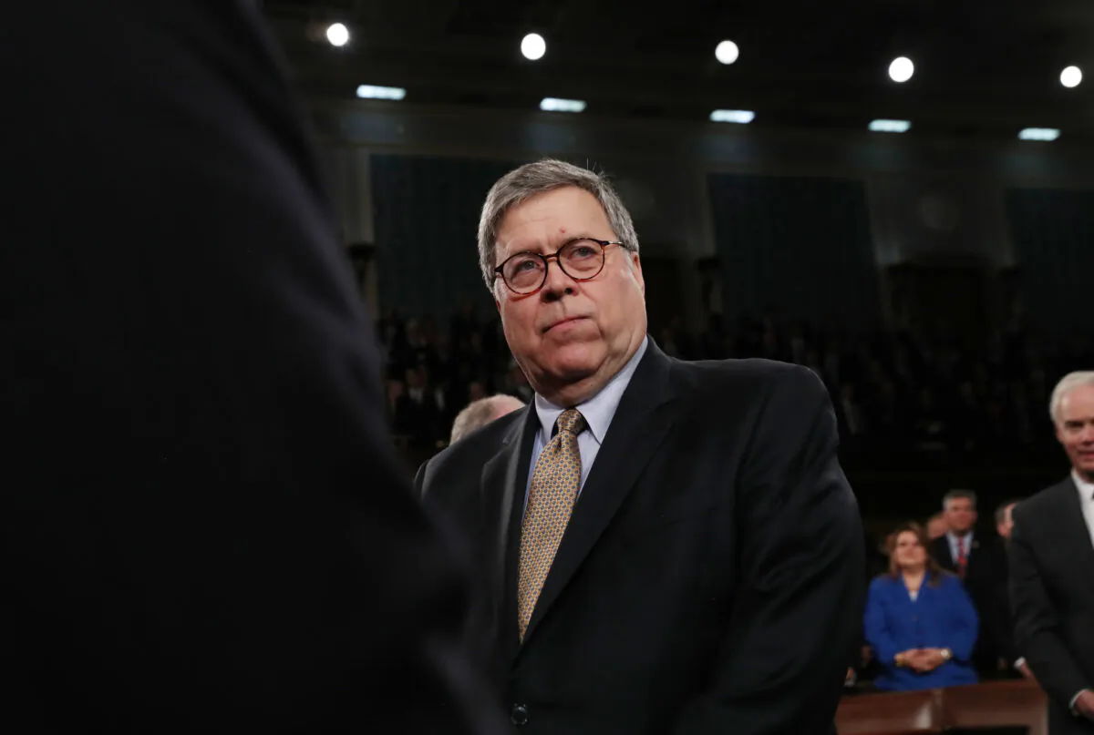 U.S. Attorney General William Barr arrives for U.S. President Donald Trump's State of the Union address to a joint session of the U.S. Congress in the House Chamber of the U.S. Capitol in Washington, D.C., on Feb. 4, 2020. (Leah Millis/Reuters)