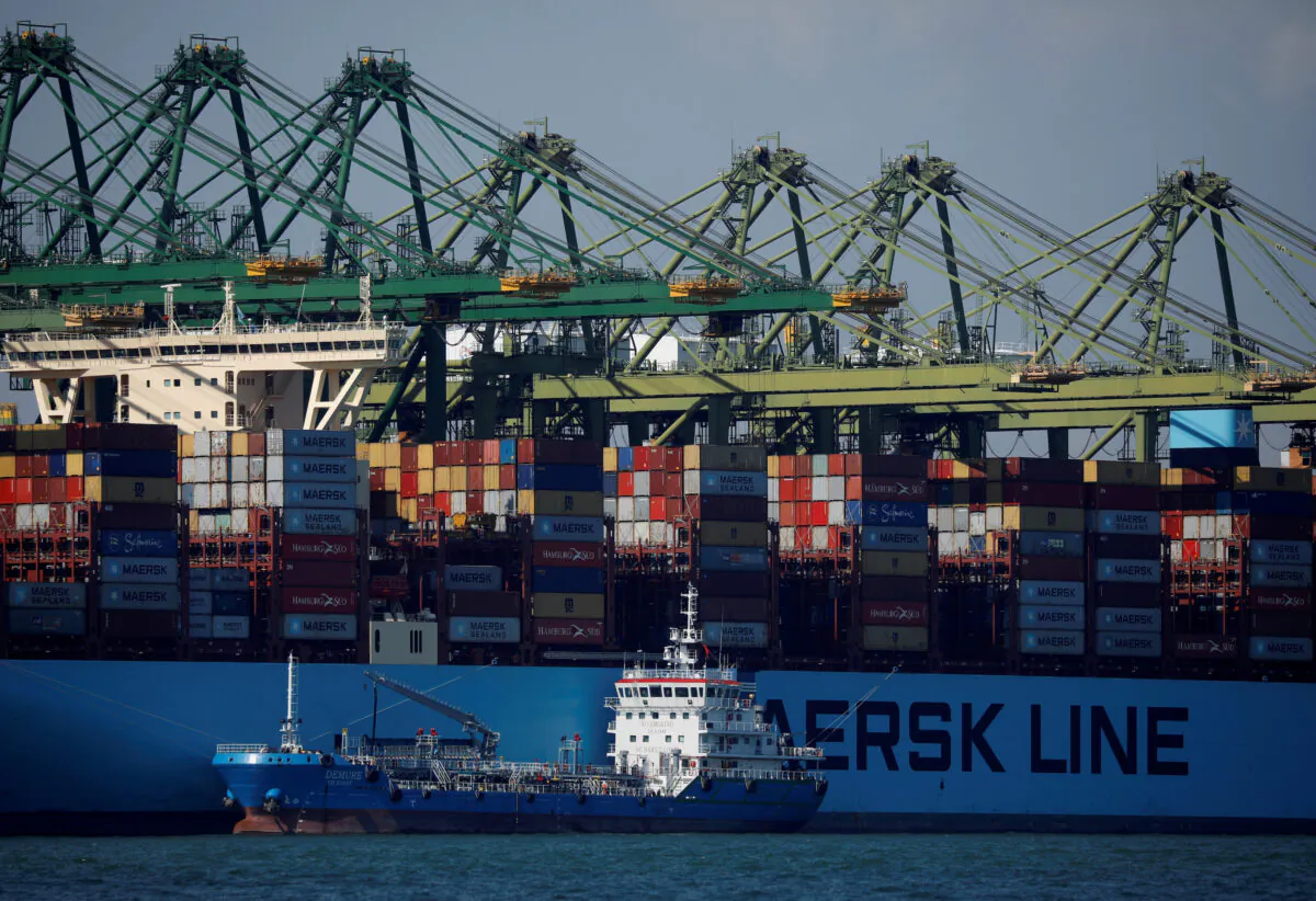 A container ship is berthed at PSA's Pasir Panjang Terminal in Singapore on July 15, 2019. (Edgar Su/Reuters)
