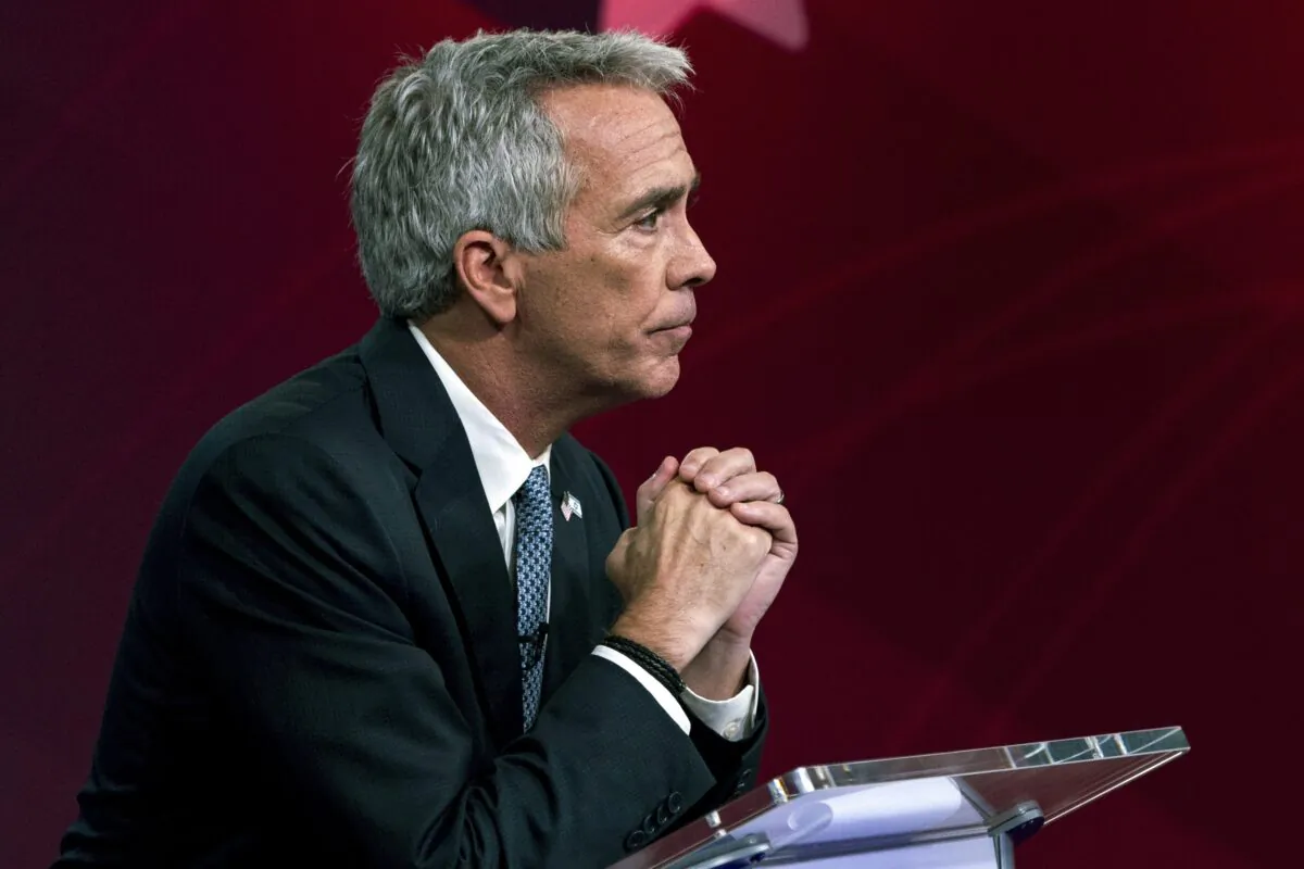In this Sept. 24, 2019, file photo, Republican presidential candidate and former Rep. Joe Walsh (R-Ill.) listens to a question during a debate in New York. Walsh said Feb. 7, 2020, he is suspending his campaign. (Julius Constantine Motal/AP Photo)