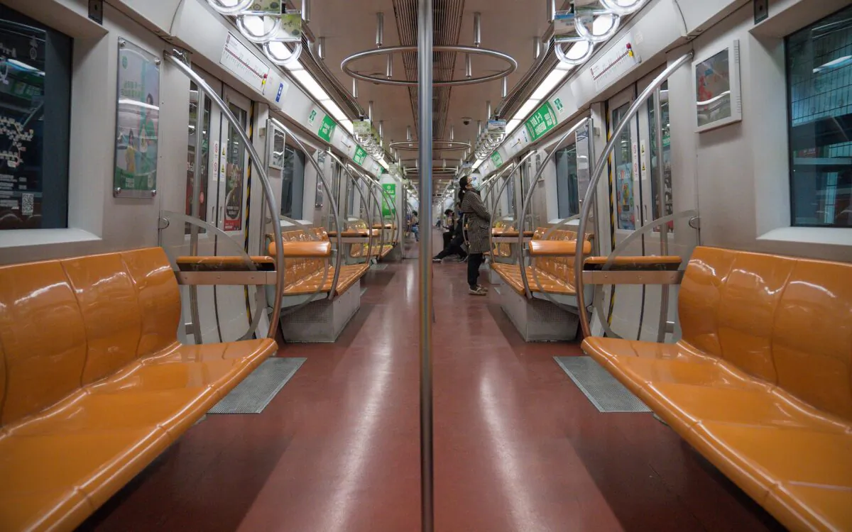 On the first working day after the Chinese New Year, few people take the metro in Beijing, China on Feb. 10, 2020. (Andrea Verdelli/Getty Images)