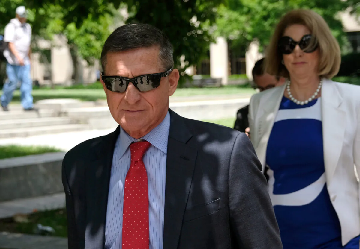 President Donald Trump’s former National Security Adviser Michael Flynn leaves the E. Barrett Prettyman U.S. Courthouse in Washington on June 24, 2019. (Alex Wroblewski/Getty Images)