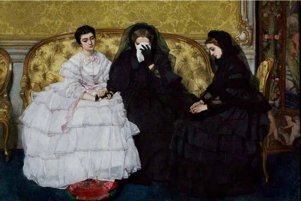 “In Memoriam,” between circa 1858 and circa 1861, by Alfred Stevens. Musée d'Ixelles. (Public Domain)