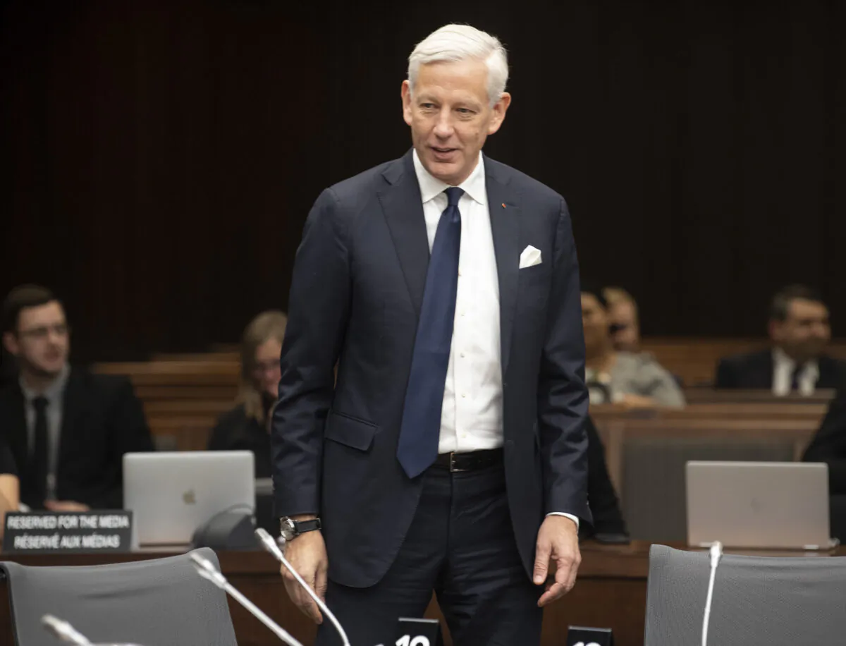 Canada's ambassador to China Dominic Barton waits to appear before the House of Commons committee on Canada-China relations in Ottawa on Feb. 5, 2020. (The Canadian Press/Adrian Wyld)