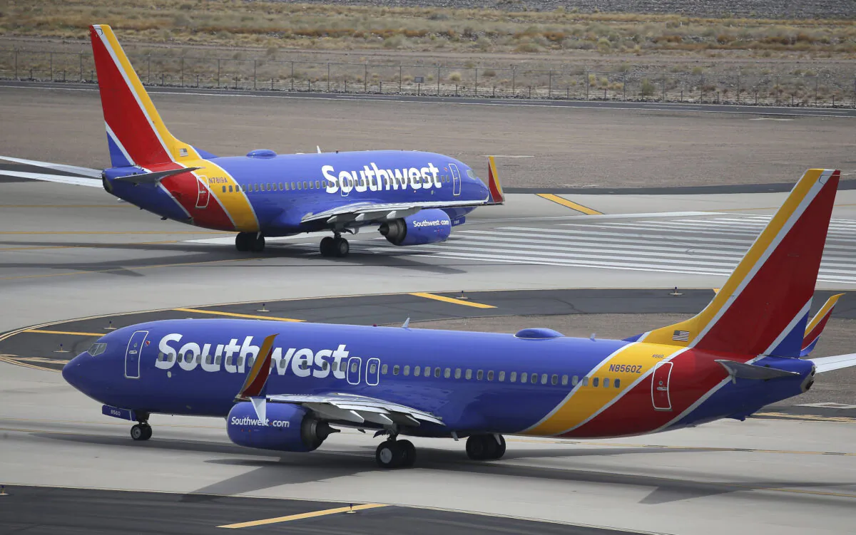 Southwest Airlines planes at Phoenix Sky Harbor International Airport in Phoenix, Ariz., on July 17, 2019. (Ross D. Franklin/AP Photo)