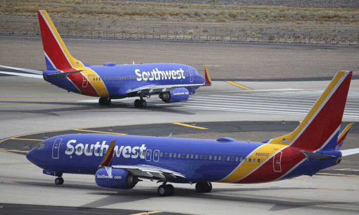 Southwest Airlines planes at Phoenix Sky Harbor International Airport in Phoenix, Ariz., on July 17, 2019. (Ross D. Franklin/AP Photo)