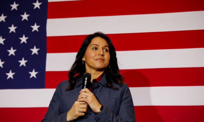 Democratic presidential candidate Rep. Tulsi Gabbard (D-Hawaii) speaks during a campaign event in Lebanon, New Hampshire on Feb. 6, 2020. (Brendan McDermid/Reuters)