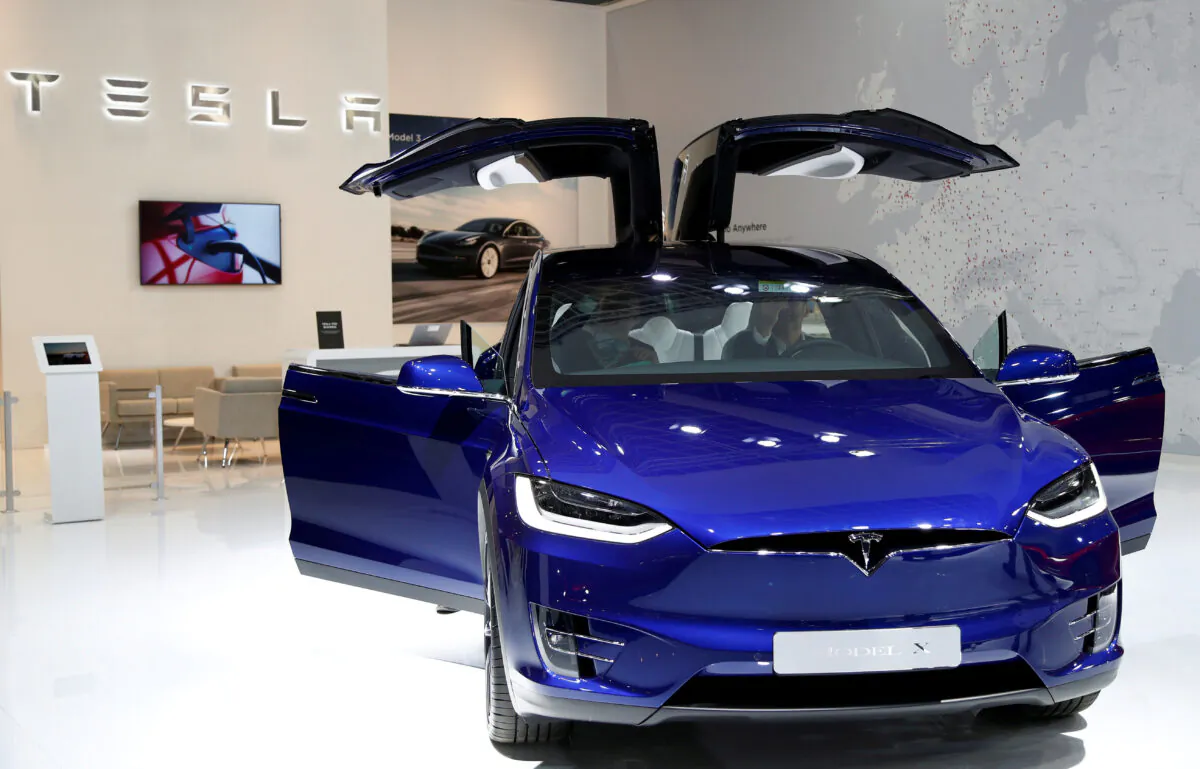 A Tesla Model X electric car is seen at Brussels Motor Show, Belgium, on Jan. 9, 2020. (Francois Lenoir/Reuters/File Photo)