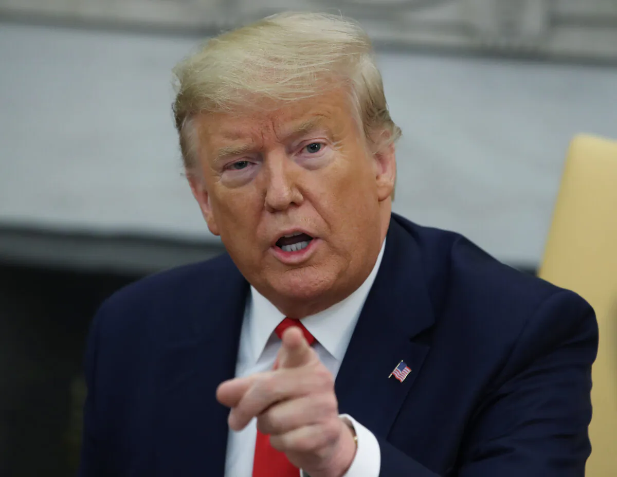 President Donald Trump in the Oval Office at the White House in Washington on Feb. 12, 2020. (Mark Wilson/Getty Images)