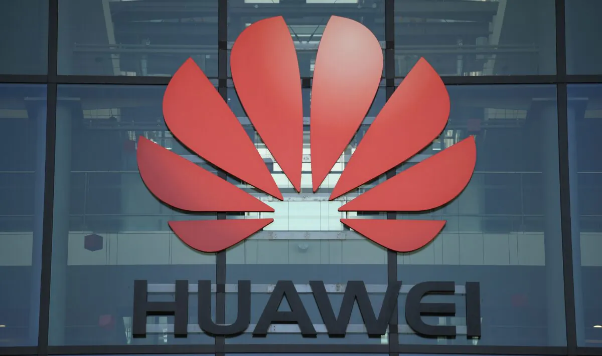 Huawei logo at the company's main UK offices near London in a file photo. (Daniel Leal-Olivas/AFP via Getty Images)