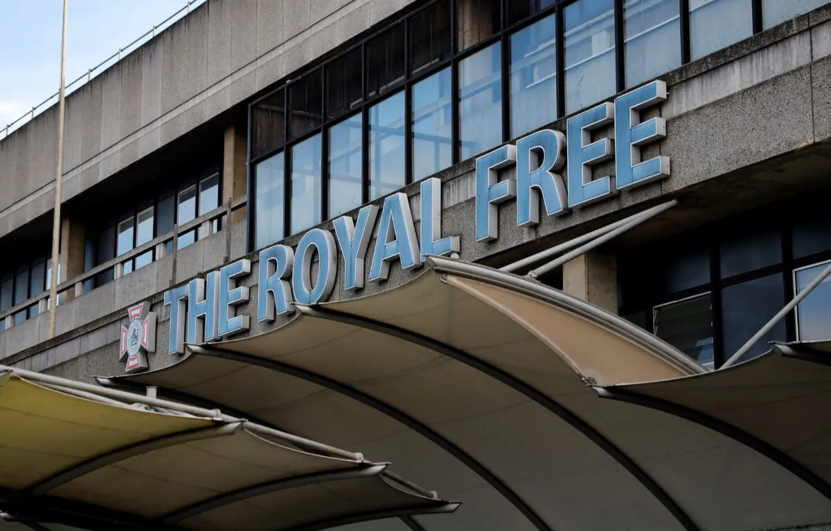 The Royal Free NHS hospital in London on Feb. 10, 2020. Some of the confirmed coronavirus patients were treated at the hospital. (Tolga Akmen/AFP via Getty Images)