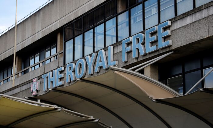The Royal Free NHS hospital in London on Feb. 10, 2020. Some of the confirmed coronavirus patients were treated at the hospital. (Tolga Akmen/AFP via Getty Images)