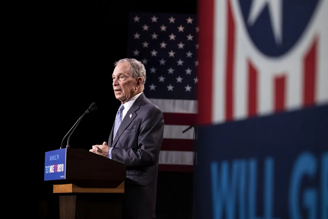 Democratic presidential candidate, former New York City Mayor Mike Bloomberg delivers remarks during a campaign rally in Nashville, Tenn., on Feb. 12, 2020. (Brett Carlsen/Getty Images)
