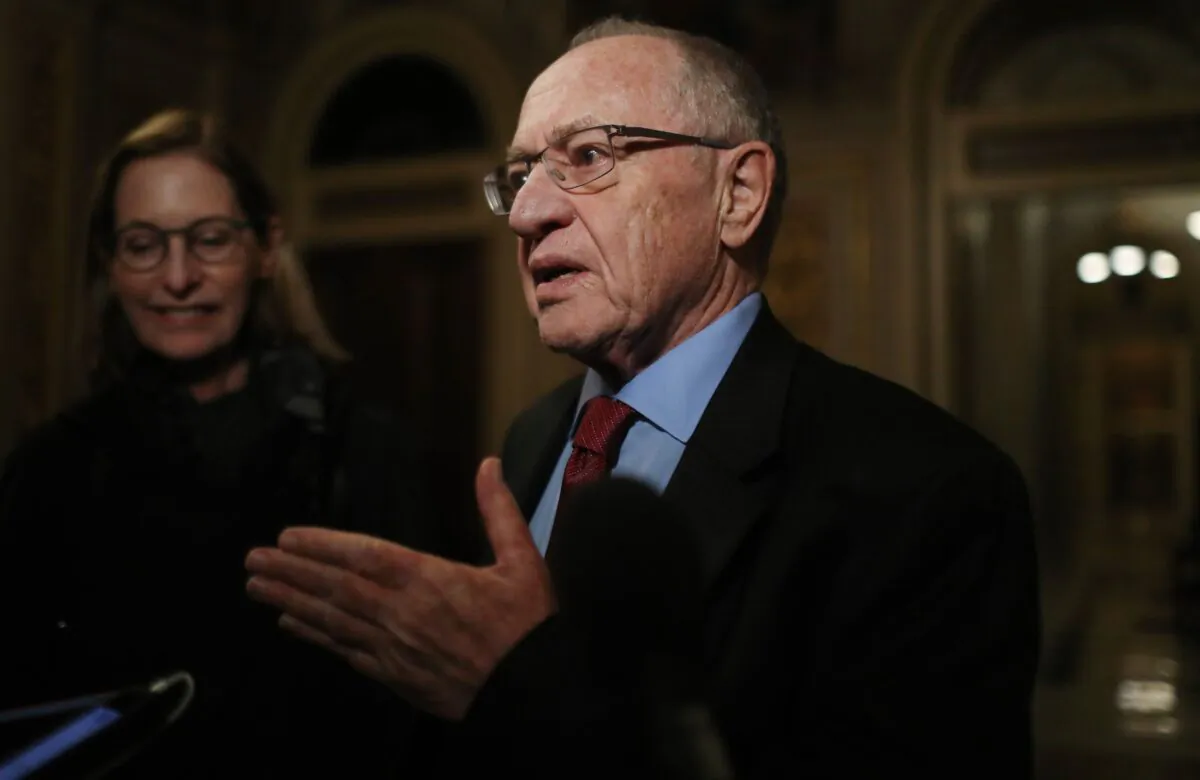 Attorney Alan Dershowitz, a member of President Donald Trump's legal team, in the Senate Reception Room at the U.S. Capitol on Jan. 29, 2020. (Mario Tama/Getty Images)