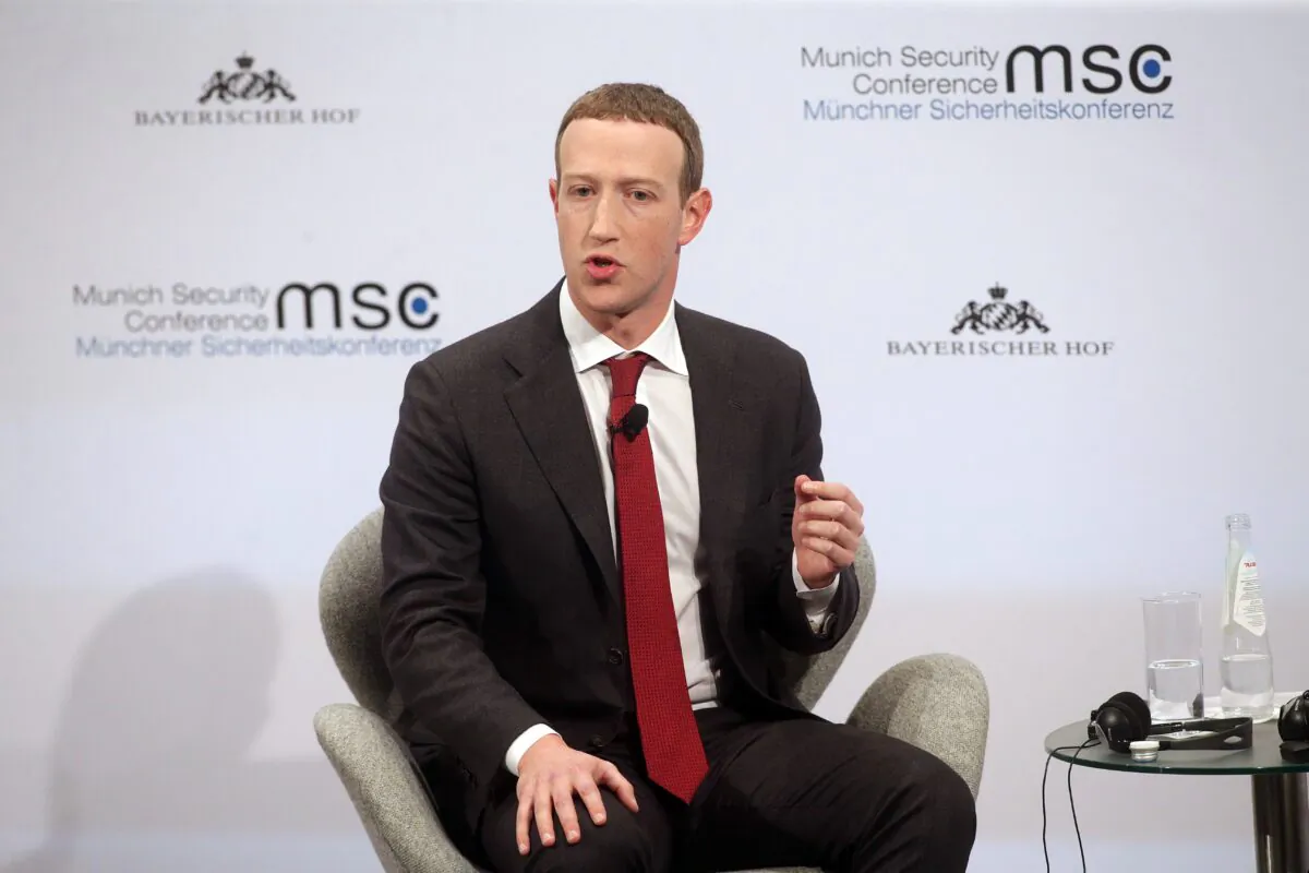 Facebook founder and CEO Mark Zuckerberg speaks during a panel talk at the 2020 Munich Security Conference in Munich, Germany, on Feb. 15, 2020. (Johannes Simon/Getty Images)