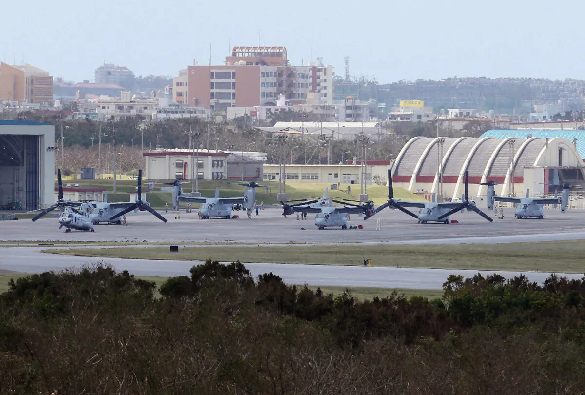 Futenma Air Station in Ginowan City, Okinawa, Japan on Oct. 1, 2012. The relocation of the air station has been complicated by a drawn-out environmental approval process. (JIJI PRESS/AFP/GettyImages)