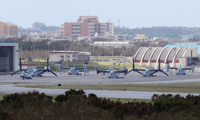Futenma Air Station in Ginowan City, Okinawa, Japan on Oct. 1, 2012. The relocation of the air station has been complicated by a drawn-out environmental approval process. (JIJI PRESS/AFP/GettyImages)
