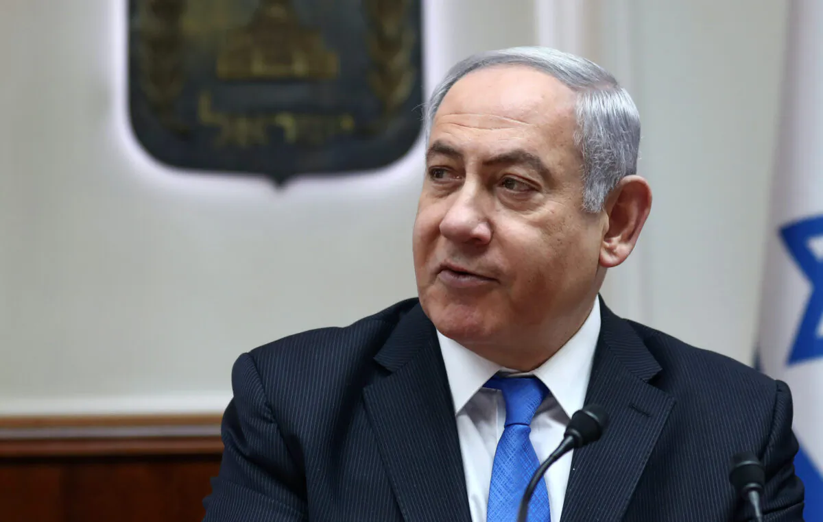 Israeli Prime Minister Benjamin Netanyahu chairs the weekly cabinet meeting in Jerusalem on Feb. 16, 2020. (Gali Tibbon/Pool via Reuters)