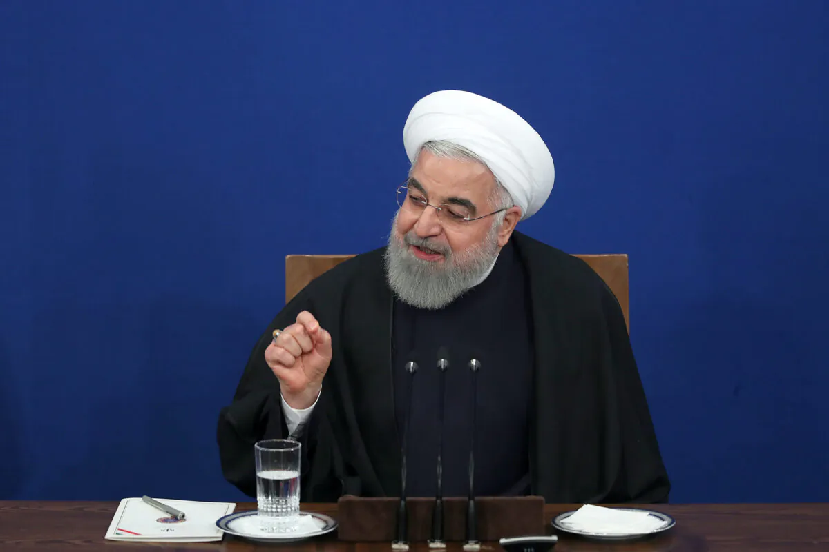 Iranian President Hassan Rouhani speaks during a news conference in Tehran, Iran on Feb. 16, 2020. (Official Presidential website/Handout via Reuters)